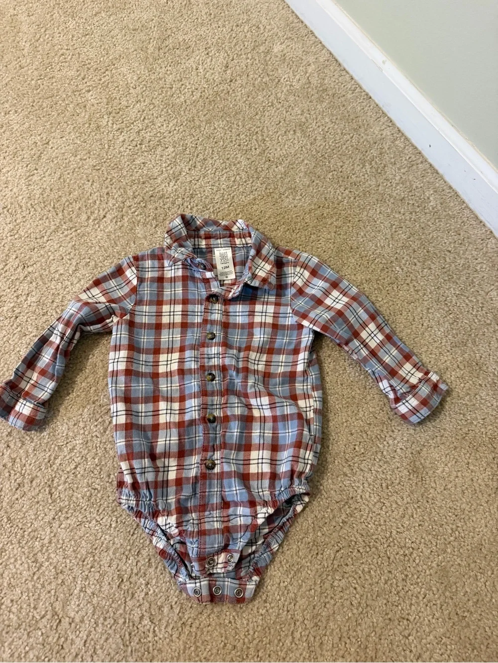 Carter’s 12 M long sleeve Boys Plaid Shirt and Corduroy Pants Set